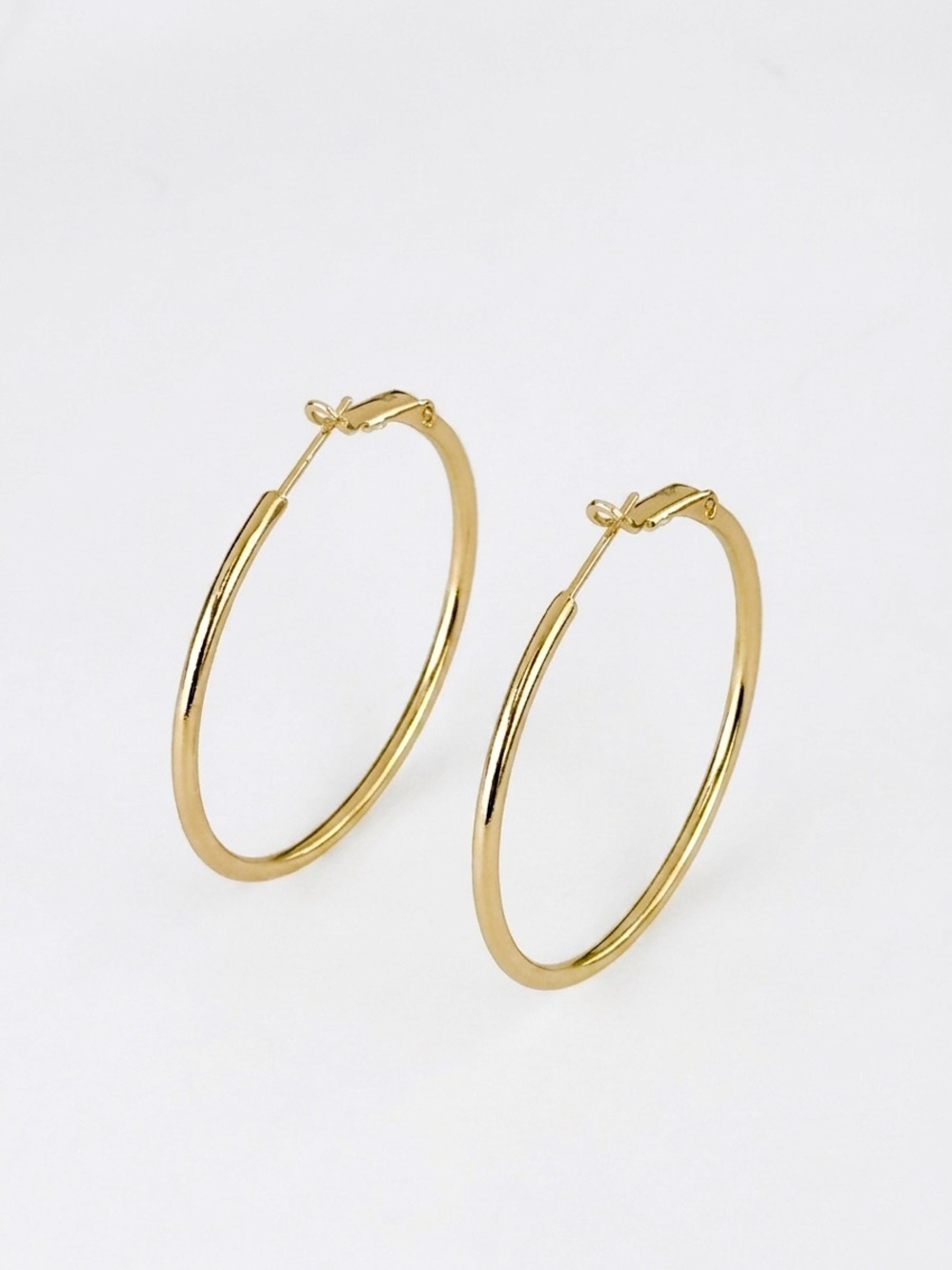 Classic 14K Gold Plated Hoop Earrings | 40 mm Minimalist Jewelry